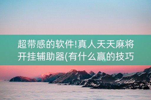 超带感的软件!真人天天麻将开挂辅助器(有什么赢的技巧)