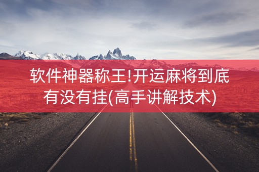 软件神器称王!开运麻将到底有没有挂(高手讲解技术)