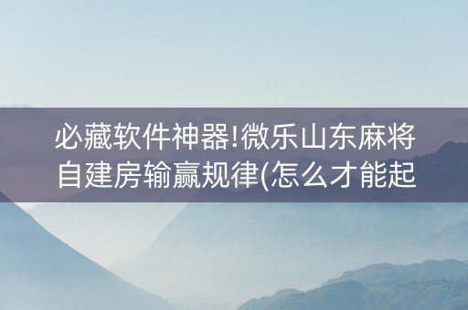 必藏软件神器!微乐山东麻将自建房输赢规律(怎么才能起到好牌)