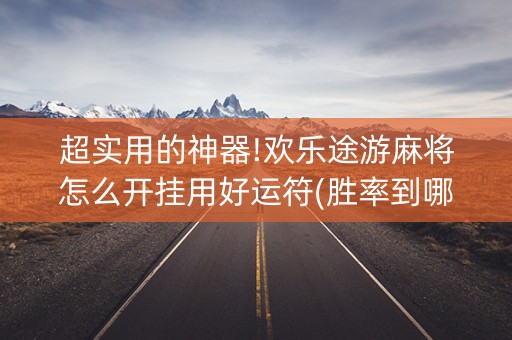 超实用的神器!欢乐途游麻将怎么开挂用好运符(胜率到哪调)