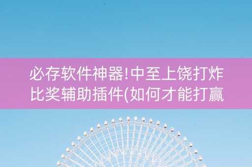 必存软件神器!中至上饶打炸比奖辅助插件(如何才能打赢)
