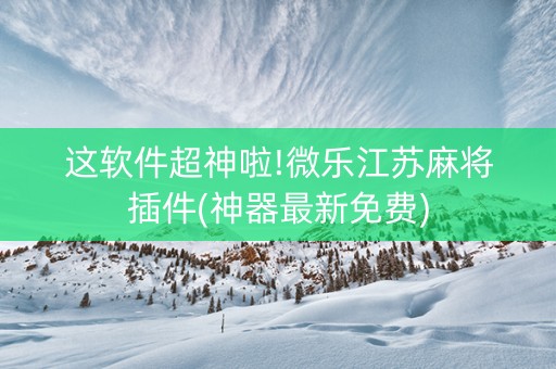 这软件超神啦!微乐江苏麻将插件(神器最新免费)