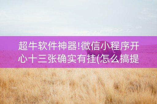超牛软件神器!微信小程序开心十三张确实有挂(怎么搞提高胜率)
