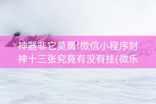 神器非它莫属!微信小程序财神十三张究竟有没有挂(微乐助赢神器)