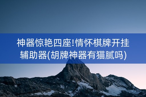 神器惊艳四座!情怀棋牌开挂辅助器(胡牌神器有猫腻吗)