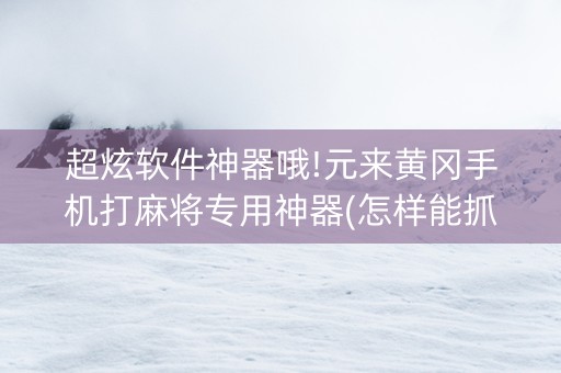 超炫软件神器哦!元来黄冈手机打麻将专用神器(怎样能抓到好牌)
