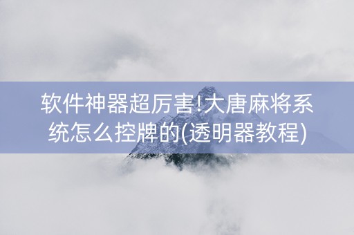 软件神器超厉害!大唐麻将系统怎么控牌的(透明器教程)