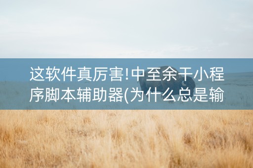 这软件真厉害!中至余干小程序脚本辅助器(为什么总是输)