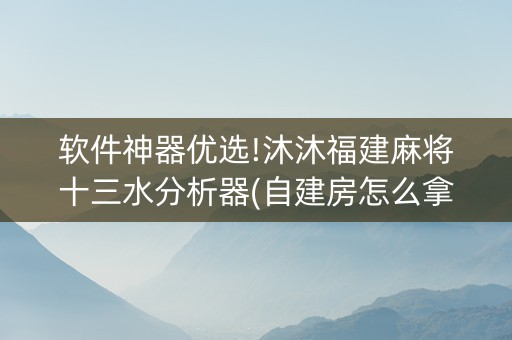 软件神器优选!沐沐福建麻将十三水分析器(自建房怎么拿好牌)