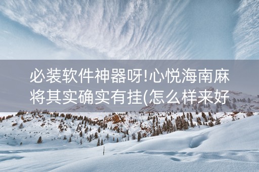 必装软件神器呀!心悦海南麻将其实确实有挂(怎么样来好牌)