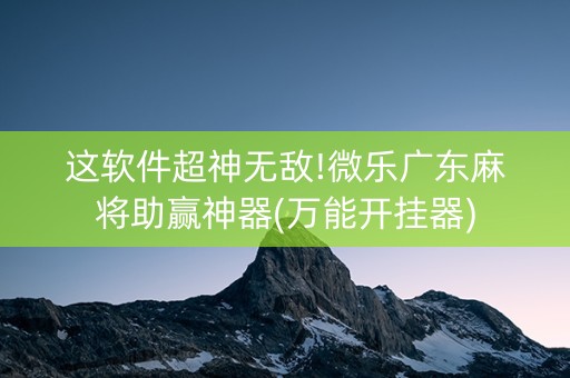 这软件超神无敌!微乐广东麻将助赢神器(万能开挂器)