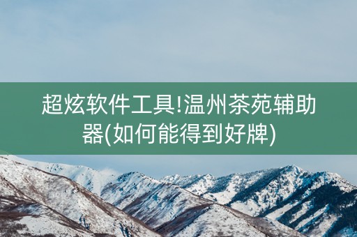 超炫软件工具!温州茶苑辅助器(如何能得到好牌)