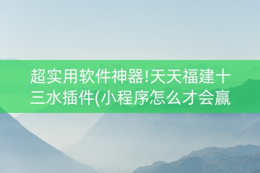 超实用软件神器!天天福建十三水插件(小程序怎么才会赢)