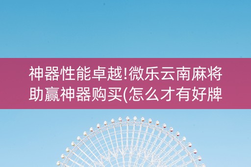 神器性能卓越!微乐云南麻将助赢神器购买(怎么才有好牌)