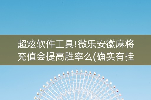 超炫软件工具!微乐安徽麻将充值会提高胜率么(确实有挂吗)