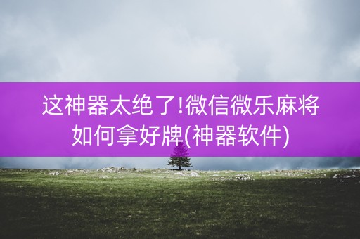 这神器太绝了!微信微乐麻将如何拿好牌(神器软件)