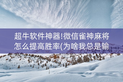 超牛软件神器!微信雀神麻将怎么提高胜率(为啥我总是输)
