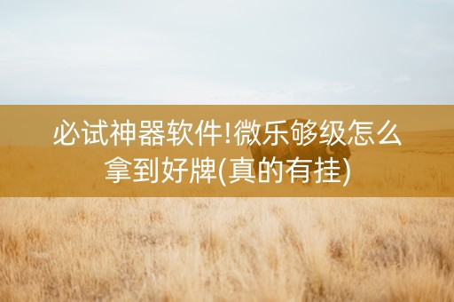 必试神器软件!微乐够级怎么拿到好牌(真的有挂)