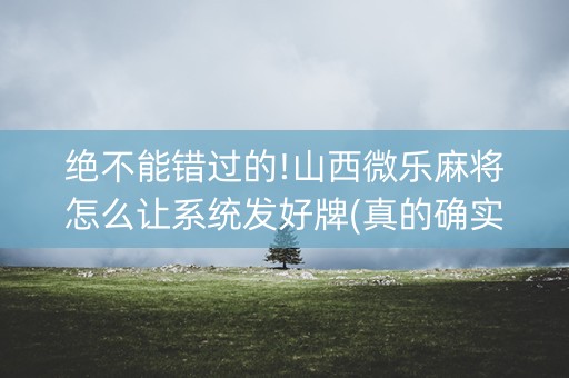 绝不能错过的!山西微乐麻将怎么让系统发好牌(真的确实是有挂)