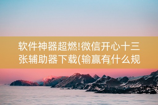 软件神器超燃!微信开心十三张辅助器下载(输赢有什么规律)