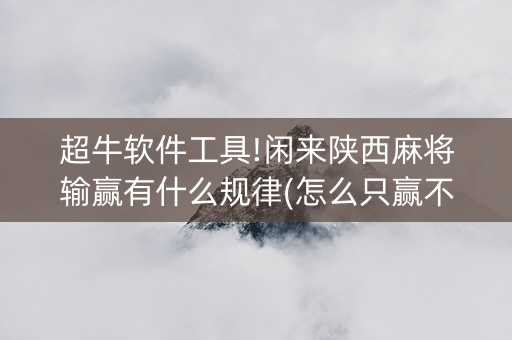 超牛软件工具!闲来陕西麻将输赢有什么规律(怎么只赢不输)