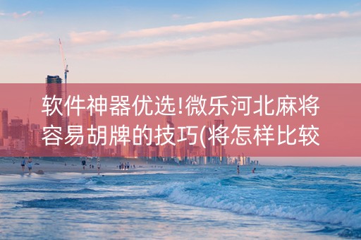 软件神器优选!微乐河北麻将容易胡牌的技巧(将怎样比较容易赢)