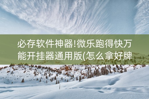 必存软件神器!微乐跑得快万能开挂器通用版(怎么拿好牌)