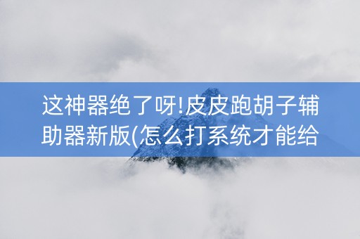 这神器绝了呀!皮皮跑胡子辅助器新版(怎么打系统才能给好牌)