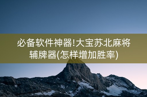 必备软件神器!大宝苏北麻将辅牌器(怎样增加胜率)