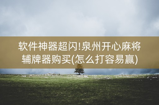 软件神器超闪!泉州开心麻将辅牌器购买(怎么打容易赢)