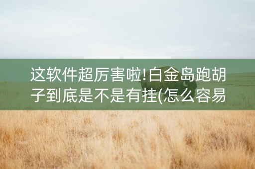 这软件超厉害啦!白金岛跑胡子到底是不是有挂(怎么容易赢)