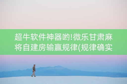 超牛软件神器哟!微乐甘肃麻将自建房输赢规律(规律确实有挂)