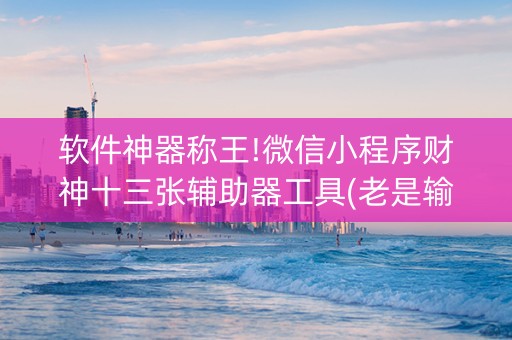 软件神器称王!微信小程序财神十三张辅助器工具(老是输怎么办)