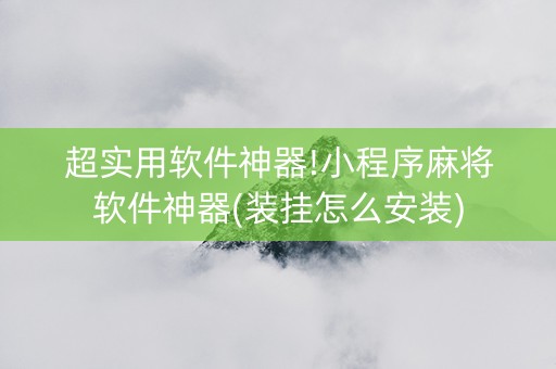 超实用软件神器!小程序麻将软件神器(装挂怎么安装)