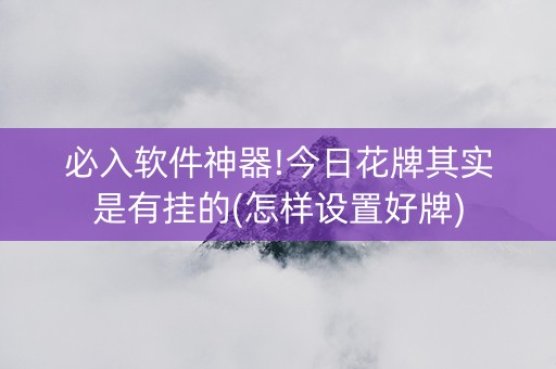 必入软件神器!今日花牌其实是有挂的(怎样设置好牌)
