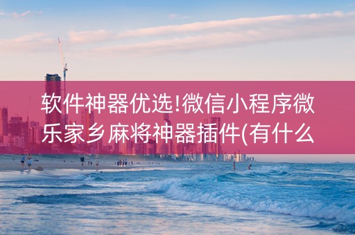 软件神器优选!微信小程序微乐家乡麻将神器插件(有什么诀窍)