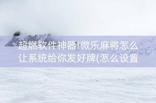 超燃软件神器!微乐麻将怎么让系统给你发好牌(怎么设置才能赢)