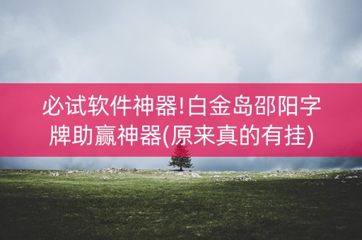 必试软件神器!白金岛邵阳字牌助赢神器(原来真的有挂)