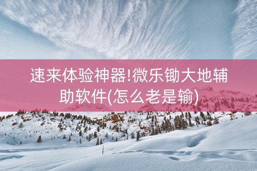 速来体验神器!微乐锄大地辅助软件(怎么老是输)