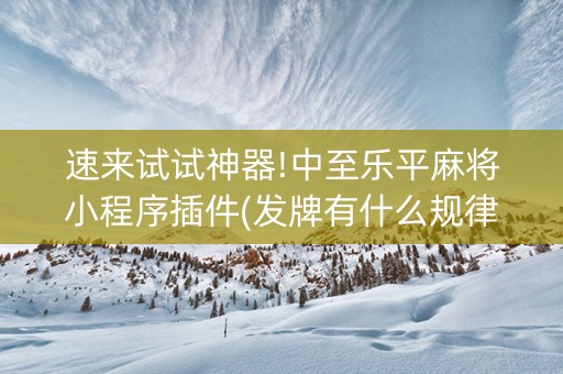 速来试试神器!中至乐平麻将小程序插件(发牌有什么规律吗)