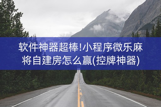 软件神器超棒!小程序微乐麻将自建房怎么赢(控牌神器)