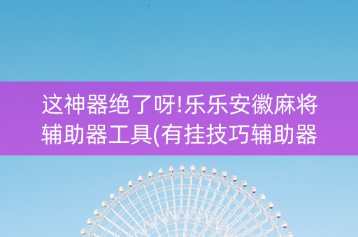 这神器绝了呀!乐乐安徽麻将辅助器工具(有挂技巧辅助器)