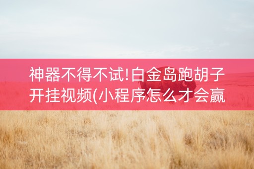 神器不得不试!白金岛跑胡子开挂视频(小程序怎么才会赢)