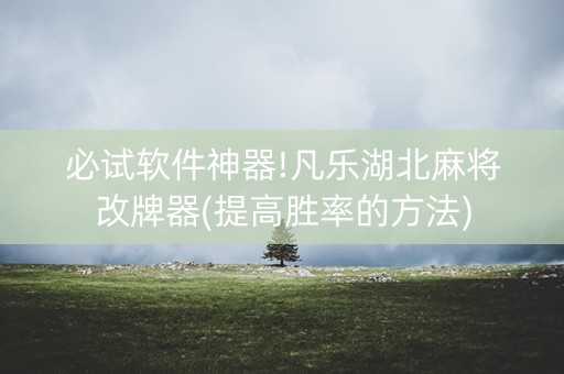 必试软件神器!凡乐湖北麻将改牌器(提高胜率的方法)