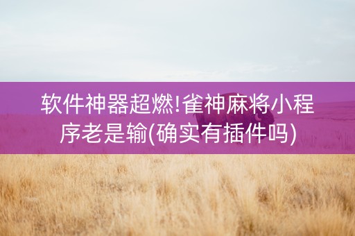 软件神器超燃!雀神麻将小程序老是输(确实有插件吗)