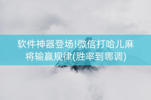 软件神器登场!微信打哈儿麻将输赢规律(胜率到哪调)