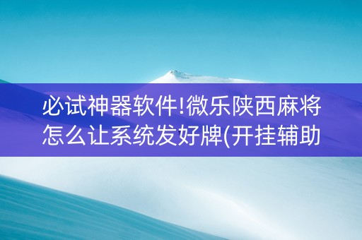 必试神器软件!微乐陕西麻将怎么让系统发好牌(开挂辅助插件)