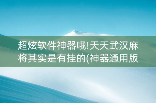 超炫软件神器哦!天天武汉麻将其实是有挂的(神器通用版)