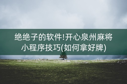 绝绝子的软件!开心泉州麻将小程序技巧(如何拿好牌)