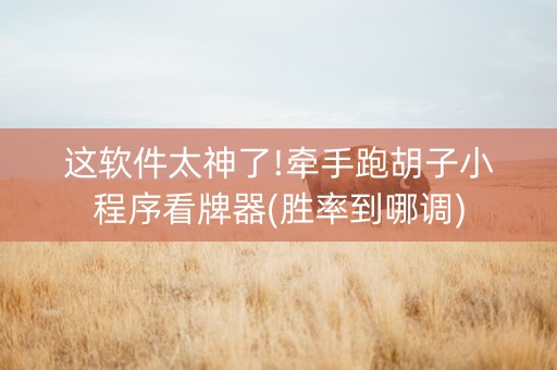 这软件太神了!牵手跑胡子小程序看牌器(胜率到哪调)